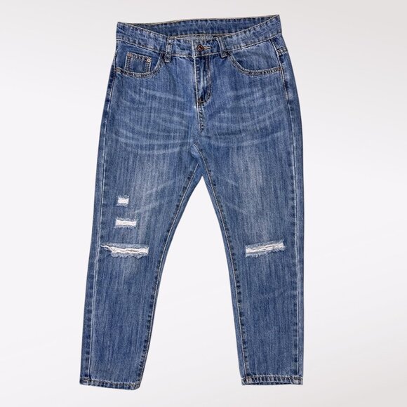 Akings Denim - Akings Distressed Girlfriend Jeans Cropped Denim Petite Size 6